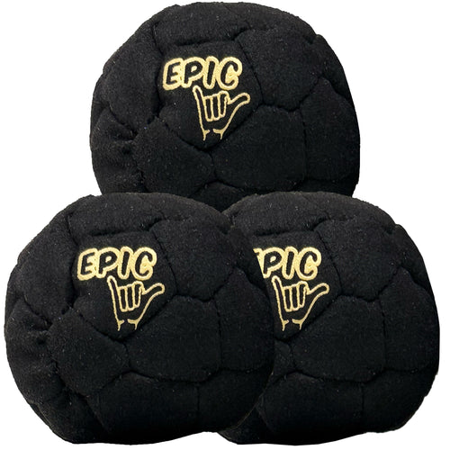Black 32 Panel Premium Suede Footbag Gift Set