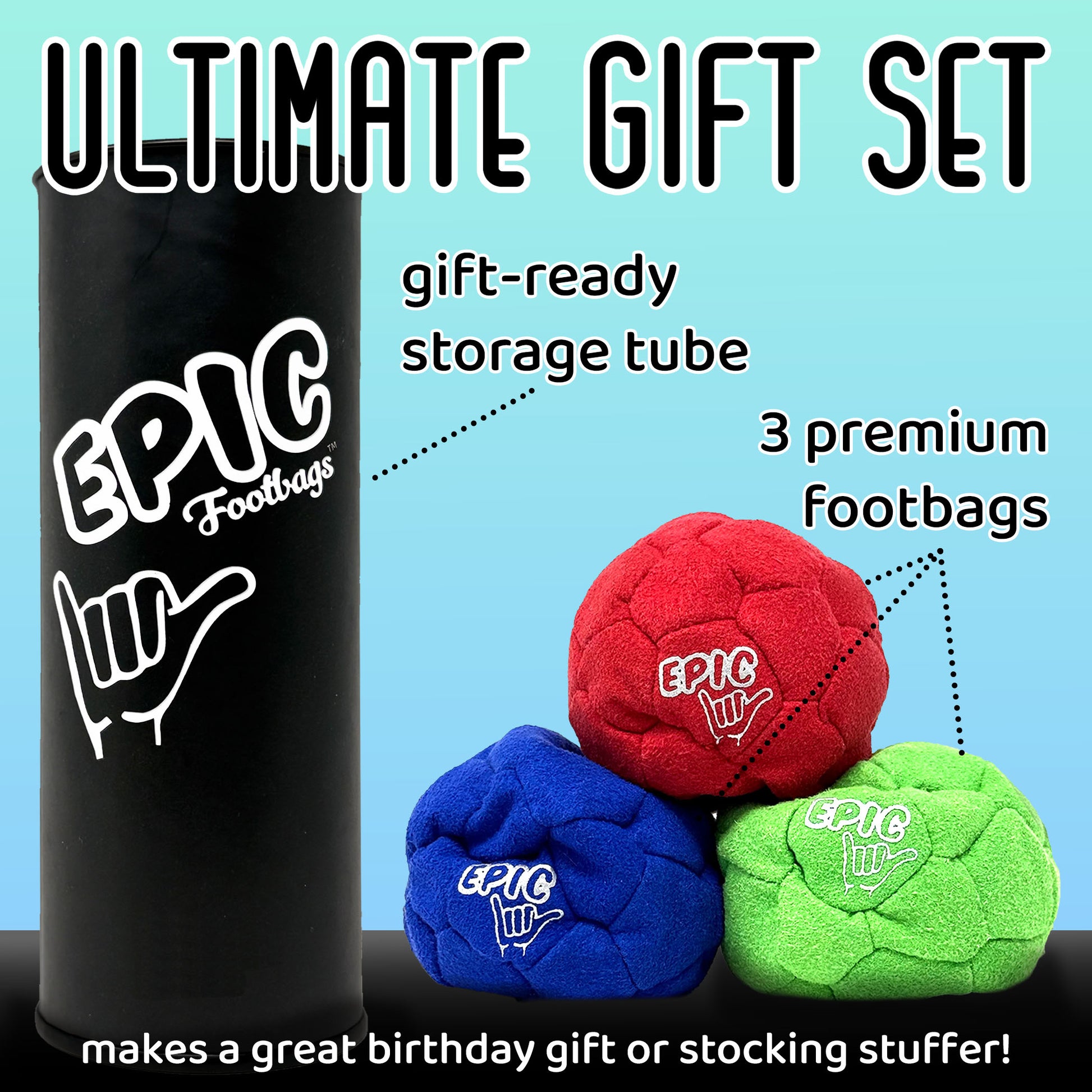 RGB 32 Panel Premium Suede Footbag Gift Set