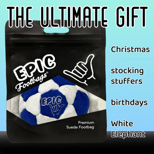 Blue/White 32 Panel Premium Suede Footbag