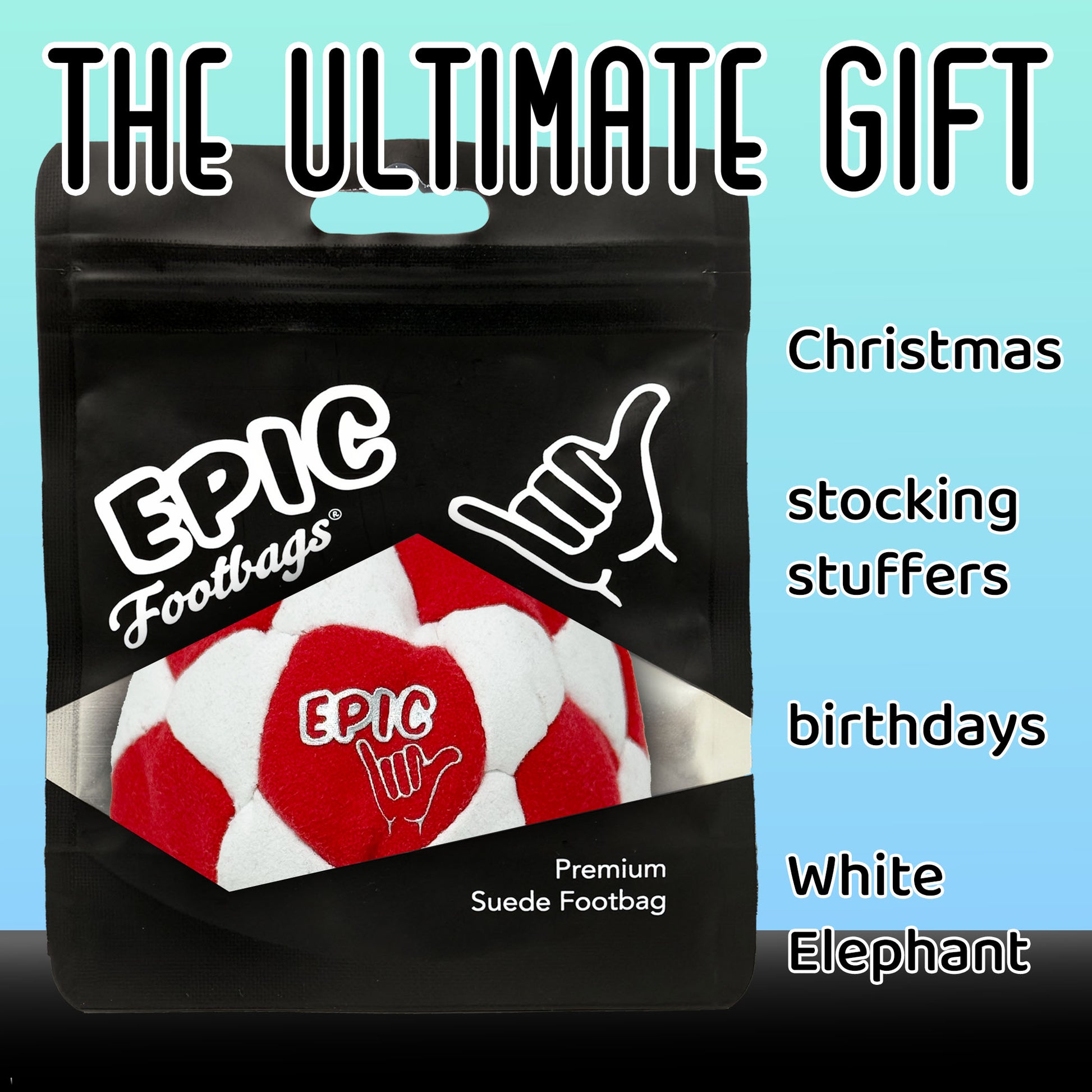 Red/White 32 Panel Premium Suede Footbag