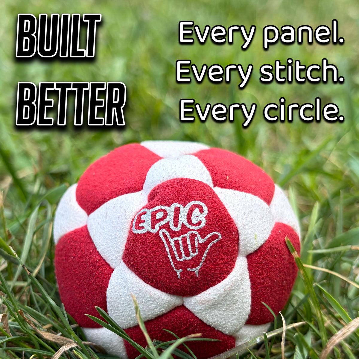 Red/White 32 Panel Premium Suede Footbag