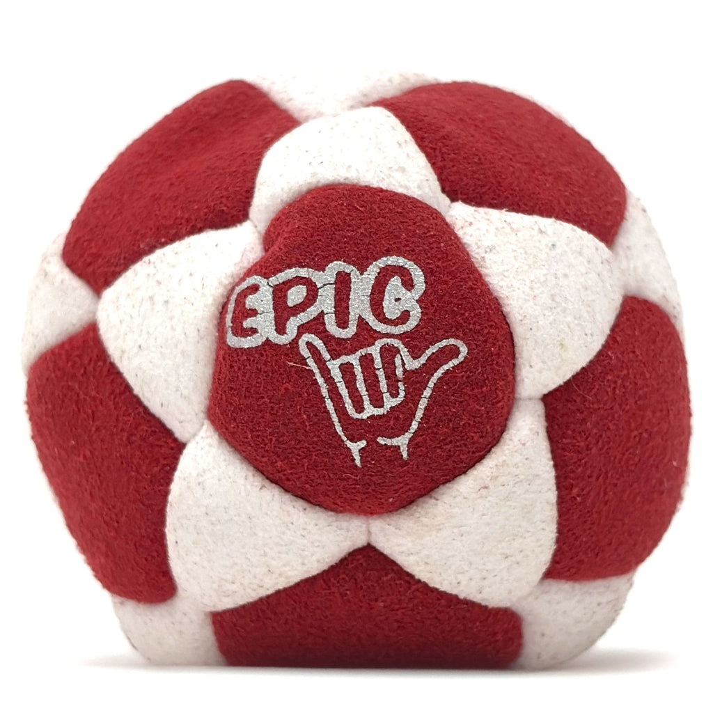 Red/White 32 Panel Premium Suede Footbag