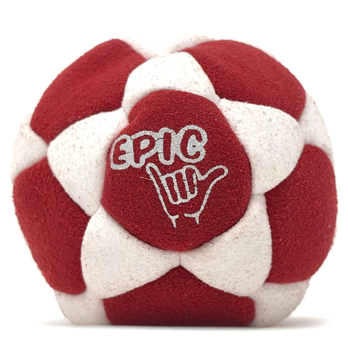 Red/White 32 Panel Premium Suede Footbag